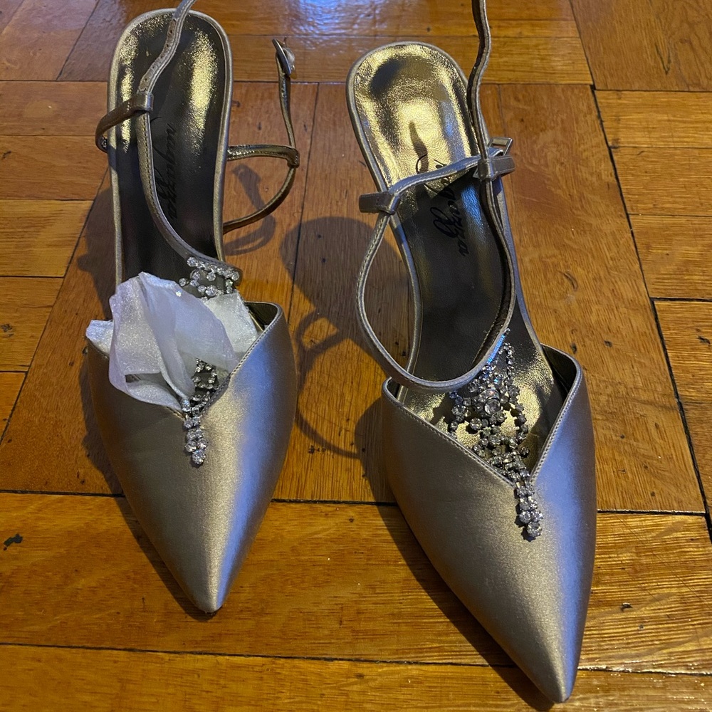 Silver, strappy, heels